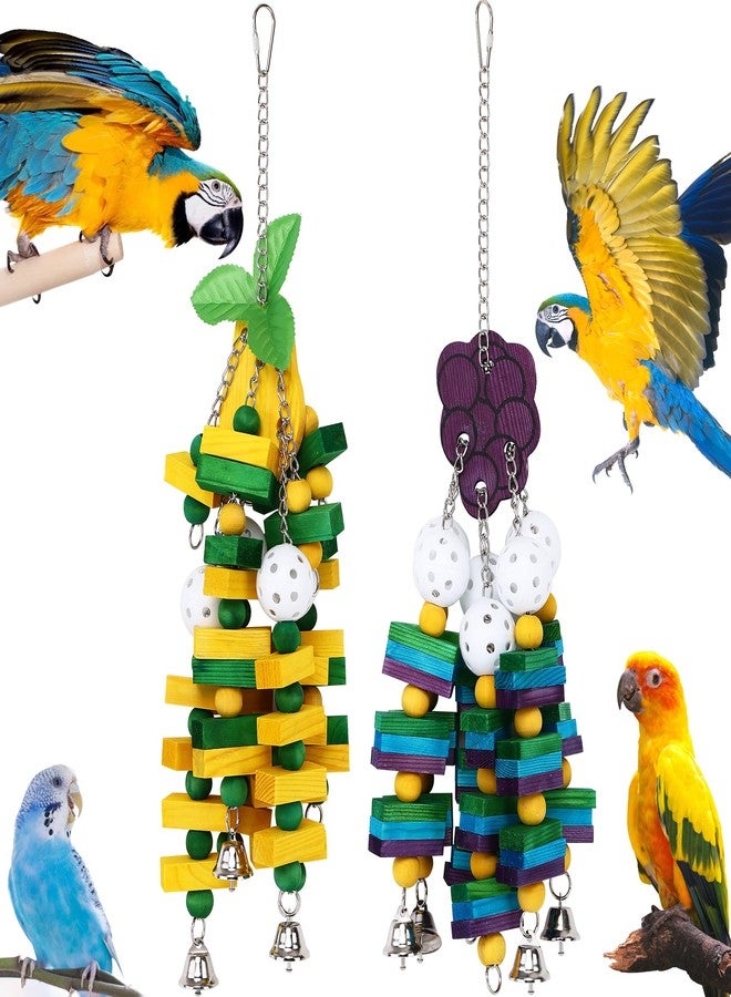 NEXT VOGUE 2-Pack Natural Wood Bird Toys for Parrots – Chew & Climb Toys for Medium to Large Parrots, Macaws, African Greys & Cockatoos – Durable Enrichment Toys for Beak Exercise & Mental Stimulation - Image 1